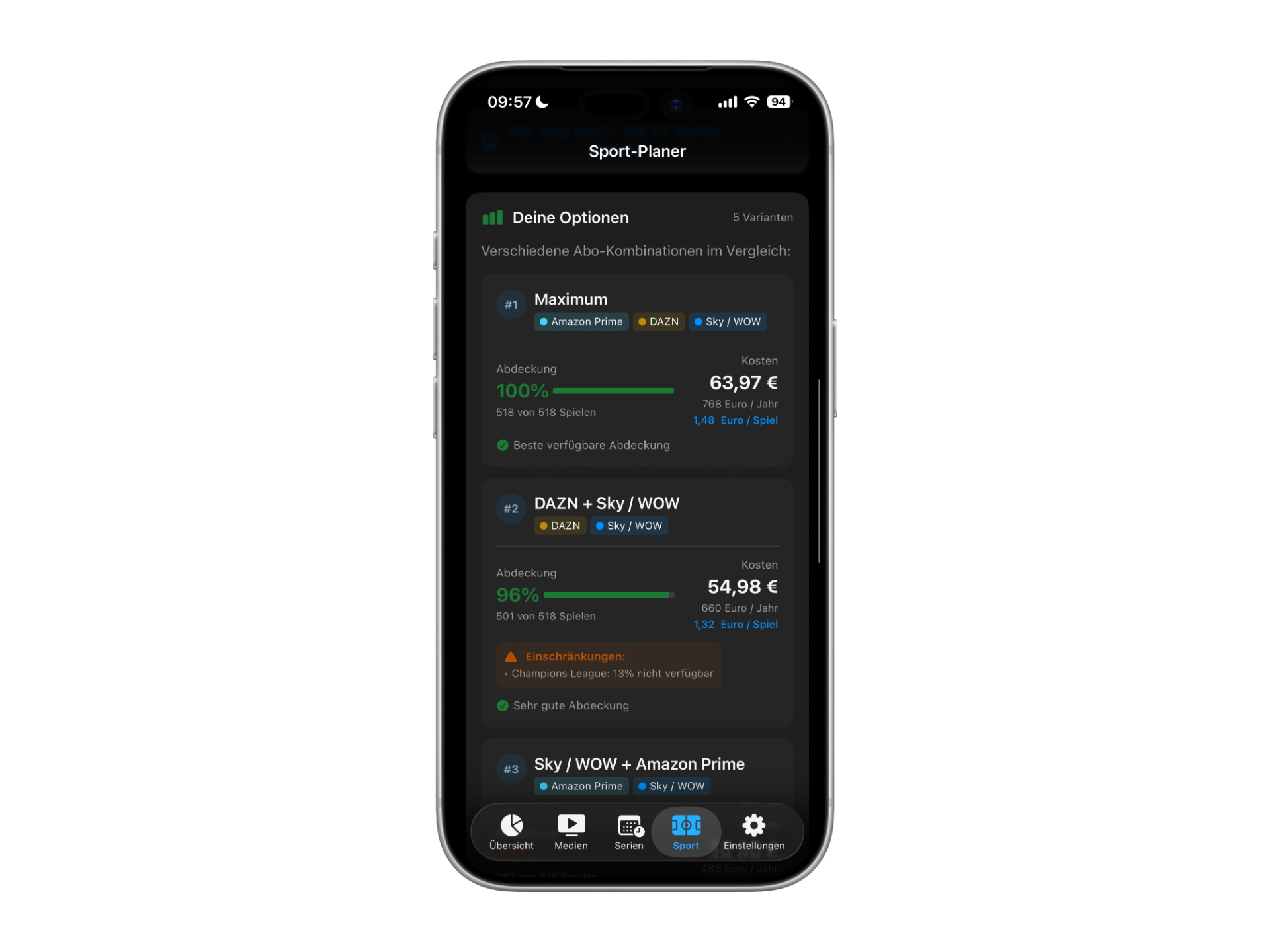 Cheapest combination