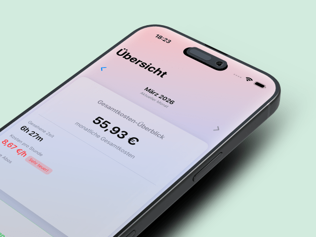 StreamWert App – Kostenübersicht und Neues Abo hinzufügen